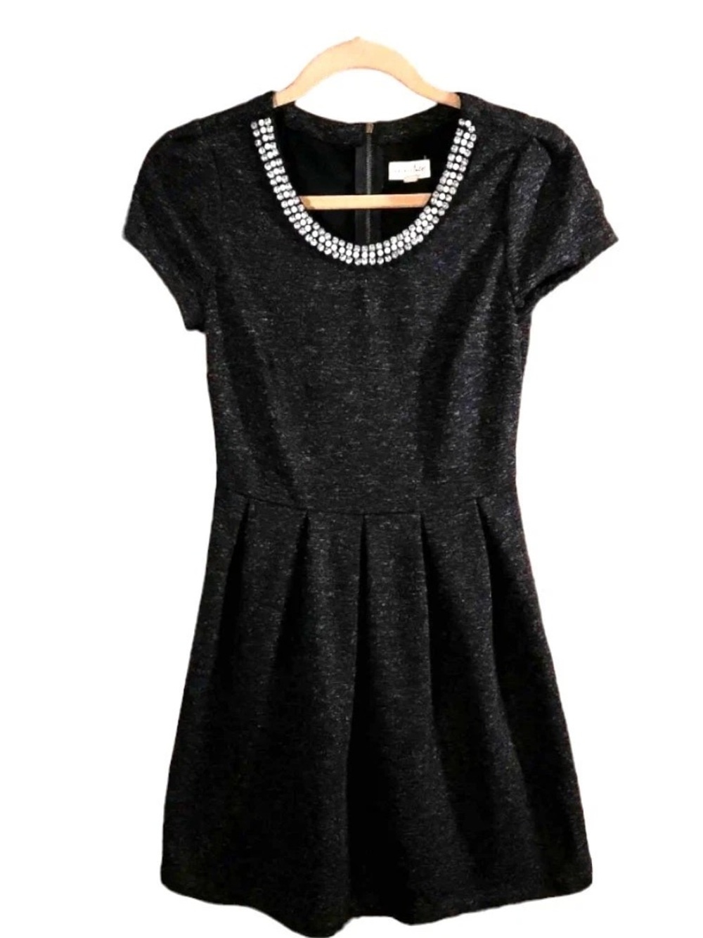 Maison Jules Black Dress with Beaded Collar Size Large